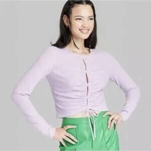 Wild Fable Long Sleeve Soft Lace-Up Cozy Knit Light Purple Top Women's XS